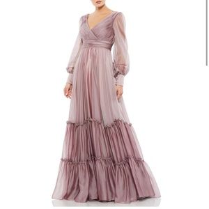FAUX WRAP LONG SLEEVE TIERED GOWN Size 6 Style# 67864